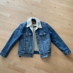Levi's Blue Jean Jacket with White Sherpa Lining